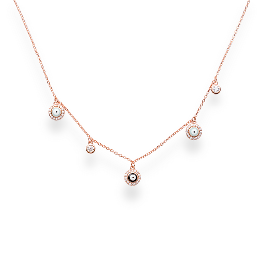 Bastet - Evil Eye Rose Gold Charm Necklace