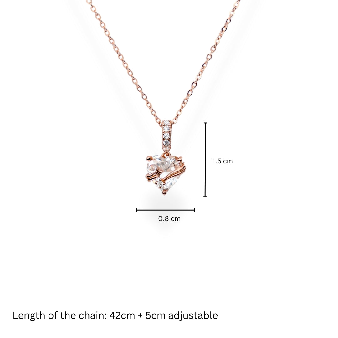 I Heart You - Rose gold Pendant and Chain